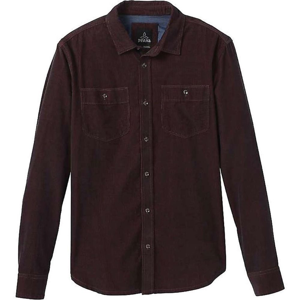 PrAna Men’s Maroon Dooley Long Sleeve Corduroy Shirt Size XL